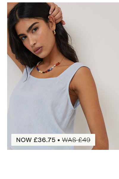 Light Blue Linen-Blend Top 