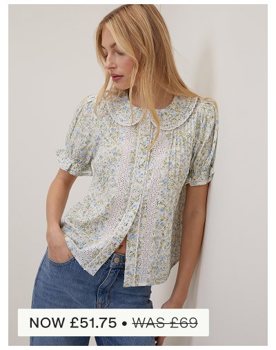 White Floral Peter Pan Blouse