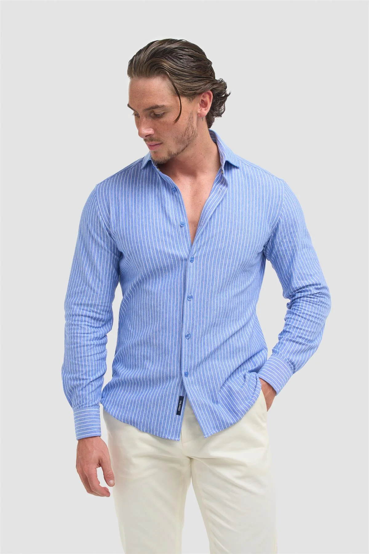 Image of Ashley Stripe  Blue Shirt