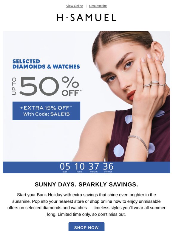Extra 15% off: Your bank holiday treat