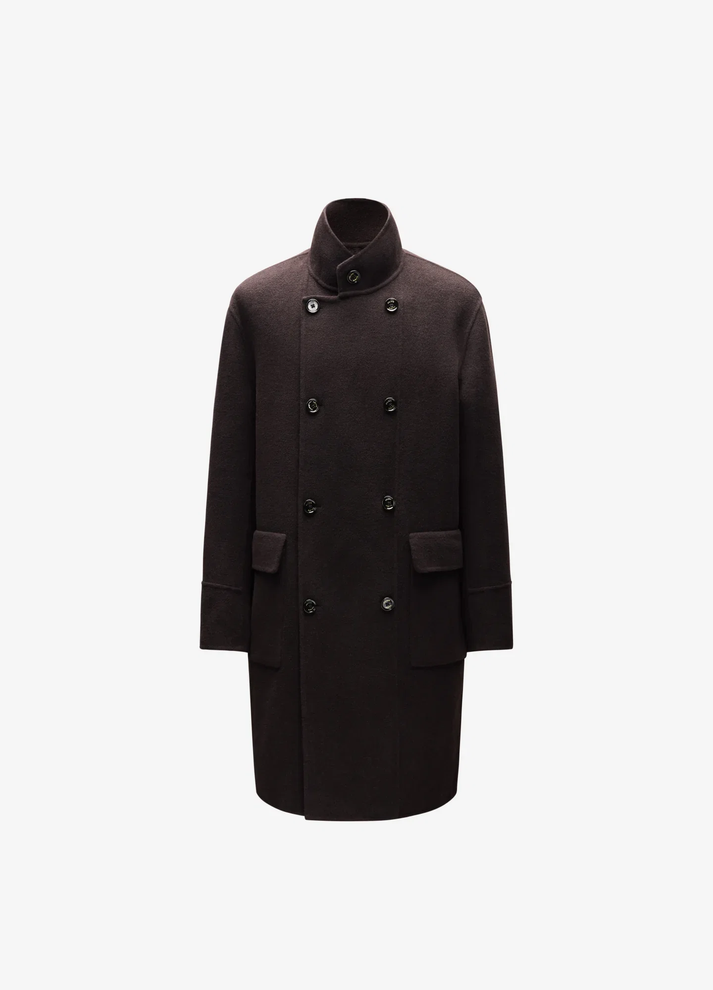 Image of Double Breasted Wool Cashmere Coat Chocolate