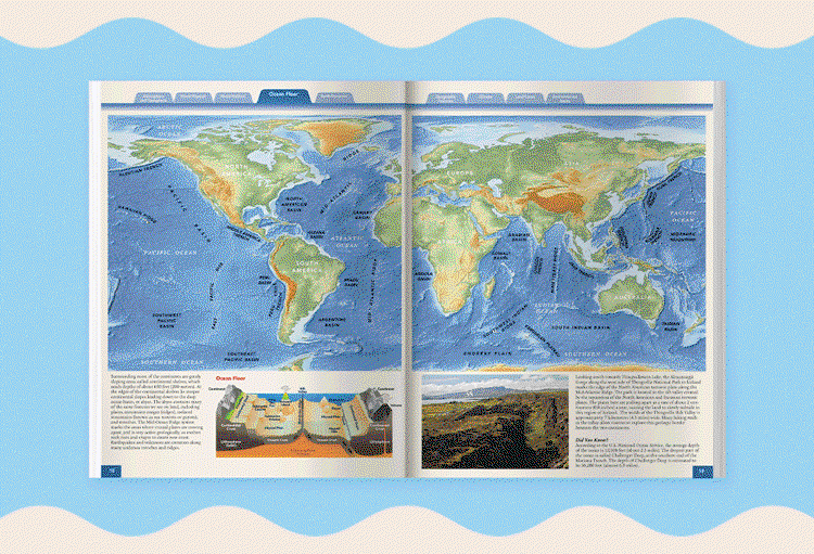 Animated gif showing pages of Merriam-Webster's Student Atlas