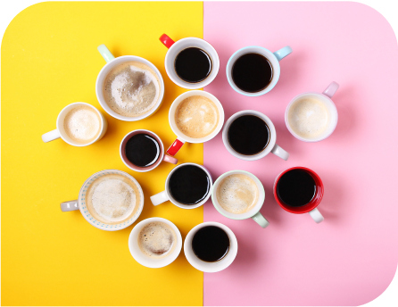 Gran variedad de café y bebidas 