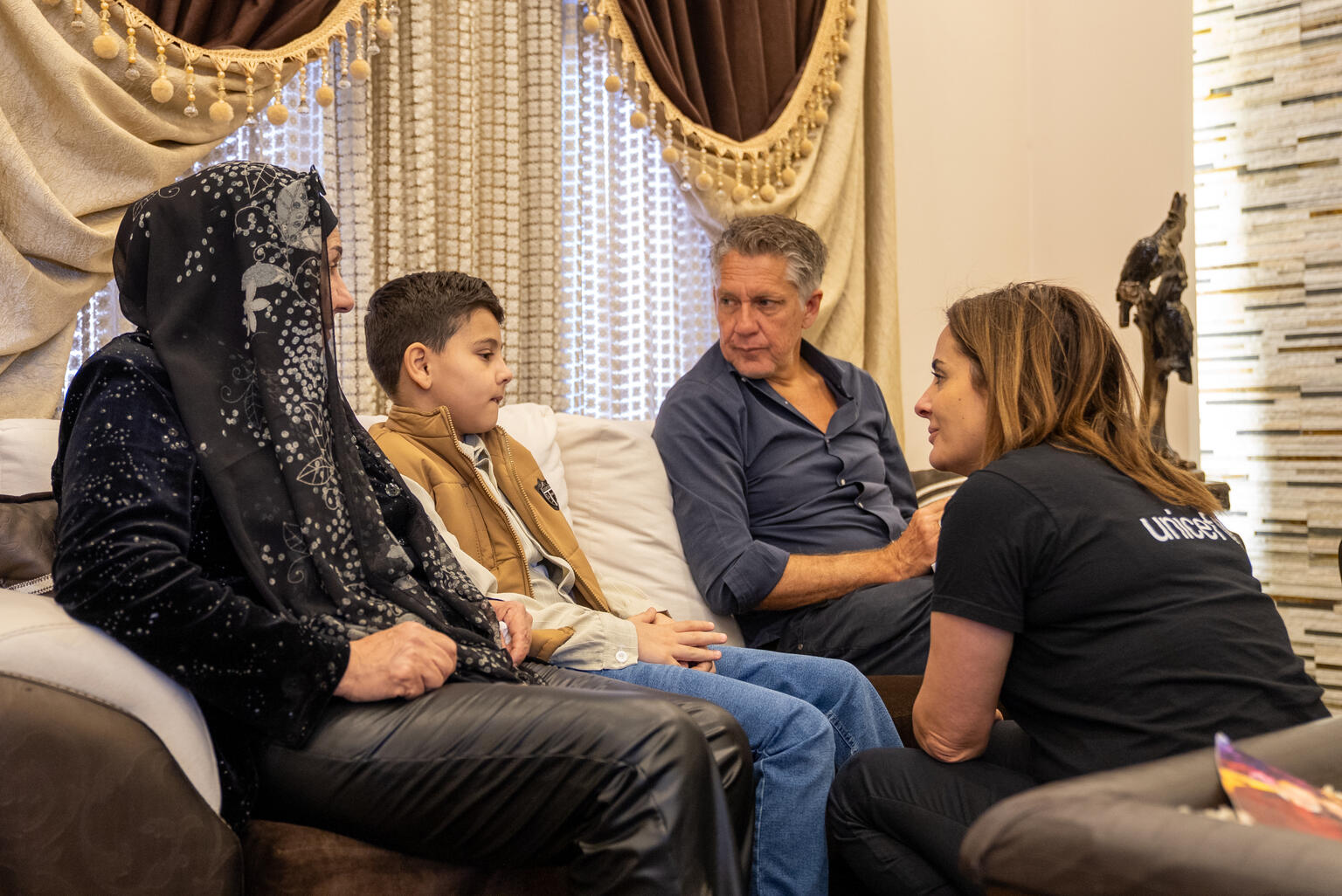 UNICEF Global Spokesperson James Elder meets Karim, 7, who lost his entire immediate family in an airstrike in Lebanon.