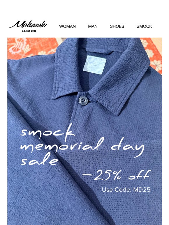 Memorial Day Sale: 25% Off SMOCK