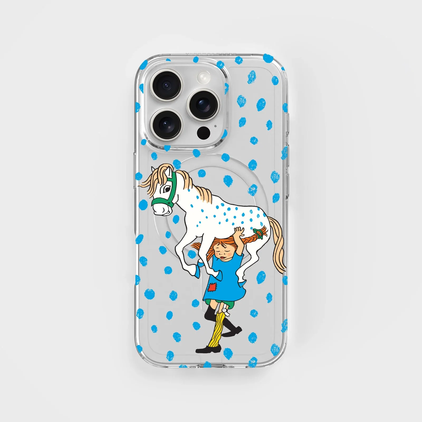 Image of iPhone 16 Pro Pippi - Carrying Horse Circular Clear Phone Case | CLRPRTCT™