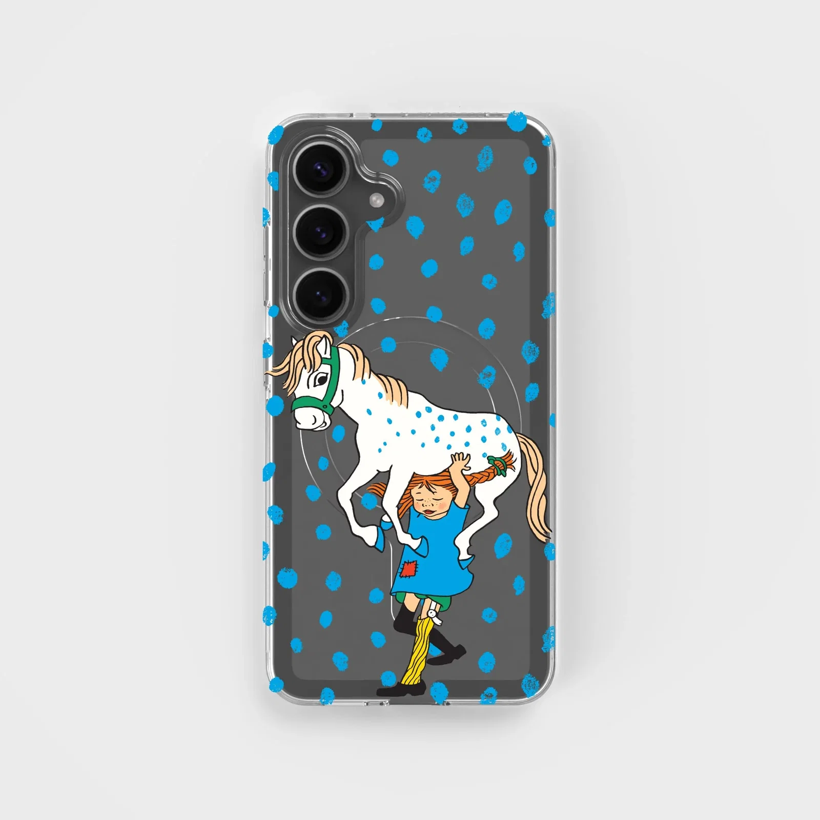 Image of Samsung S25 Pippi - Carrying Horse Circular Clear Phone Case | CLRPRTCT™