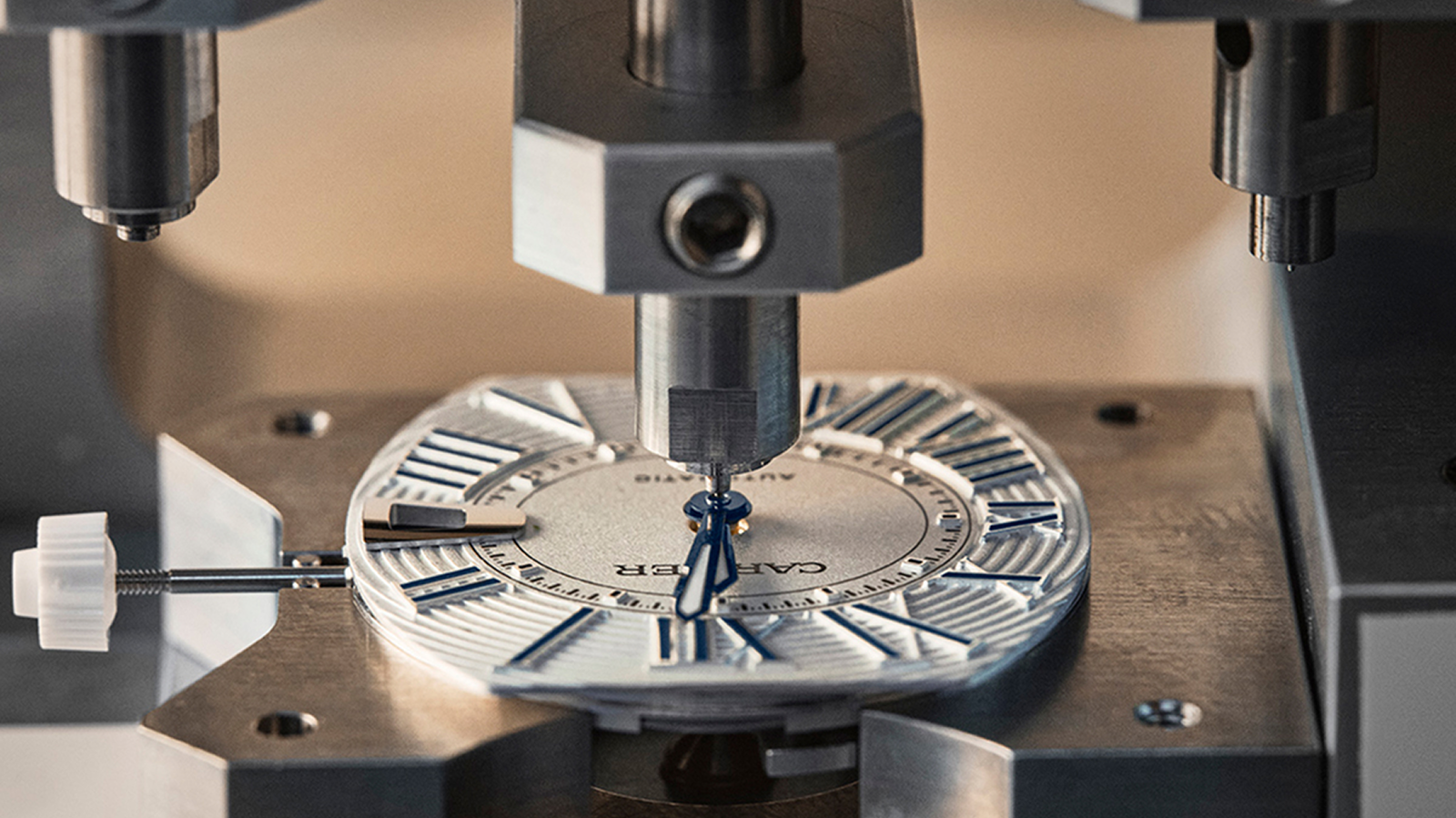 Cartier Roadster dial in watchmaking process
