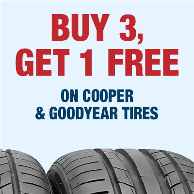 Buy Three, Get One Free on Cooper and Goodyear Tires