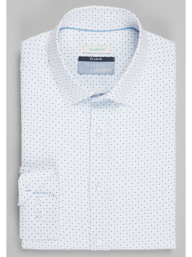 Traveler® Collection Tailored Fit Polka Dot 4-Way Stretch Sportshirt CLEARANCE