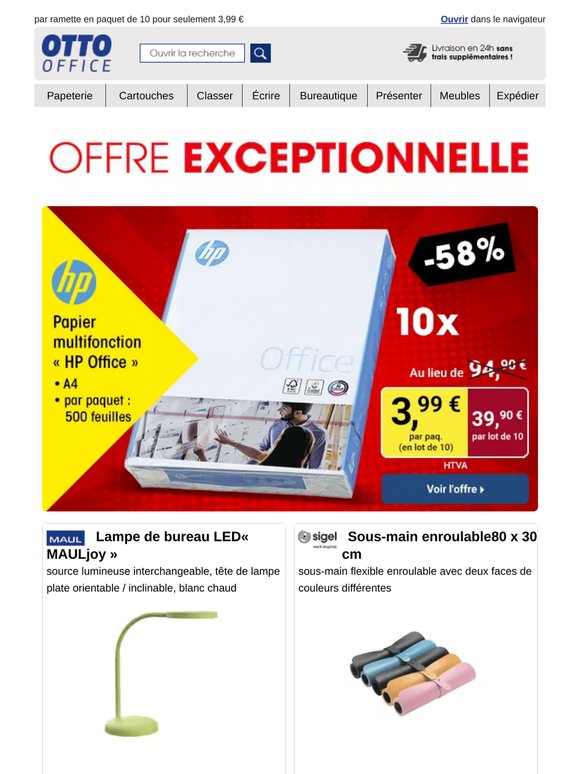 Notre offre exceptionnelle : papier multifonction HP Office 58% moins cher !
