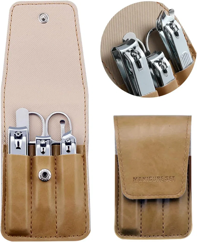 6-Piece Nail Clipper Set – Stainless Steel Fingernail & Toenail Grooming Tools – PU Leather Case Included – Manicure & Pedicure Use