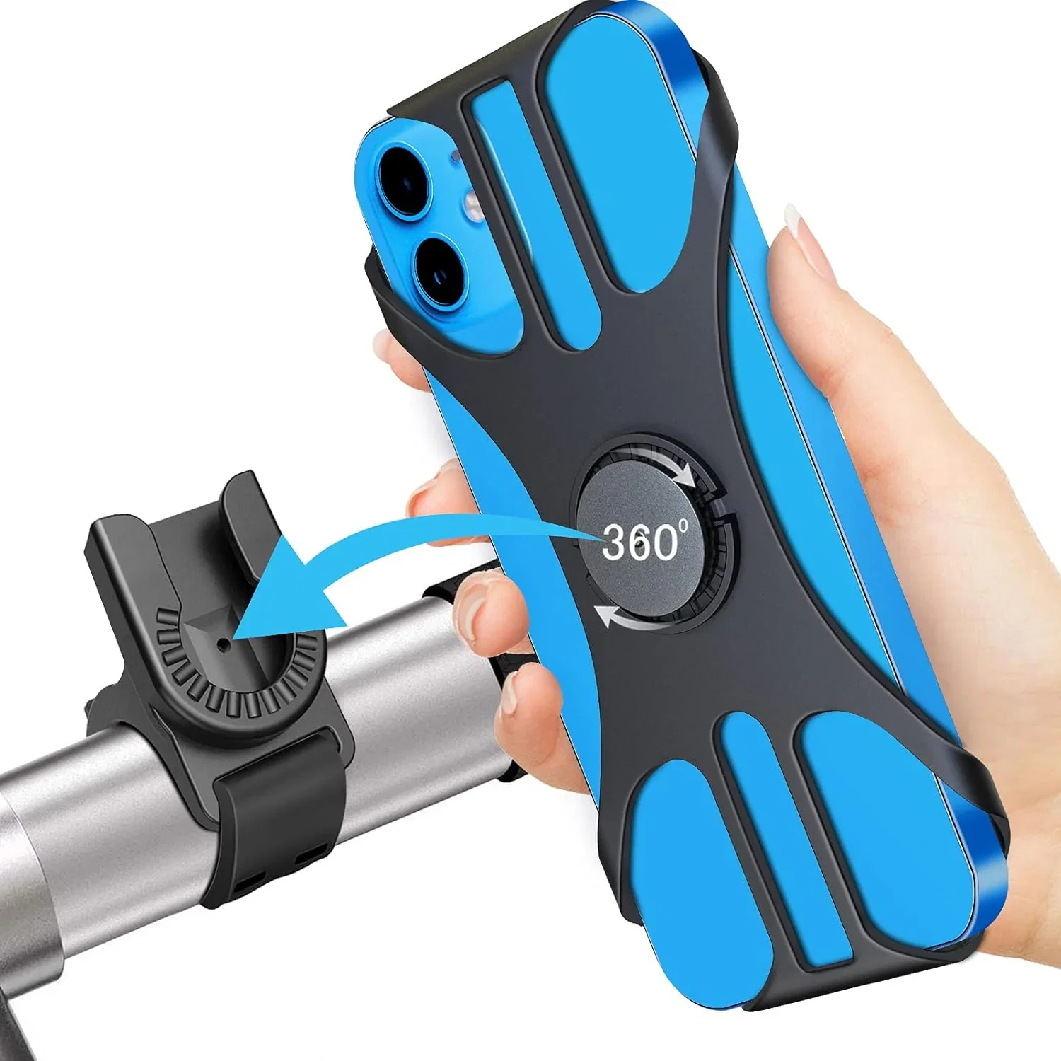 Detachable Bike Phone Holder - 360 Rotating Bicycle and Motorcycle Smartphone Mount