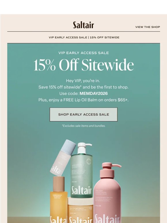 VIP Early Access is Live: 15% Off Sitewide