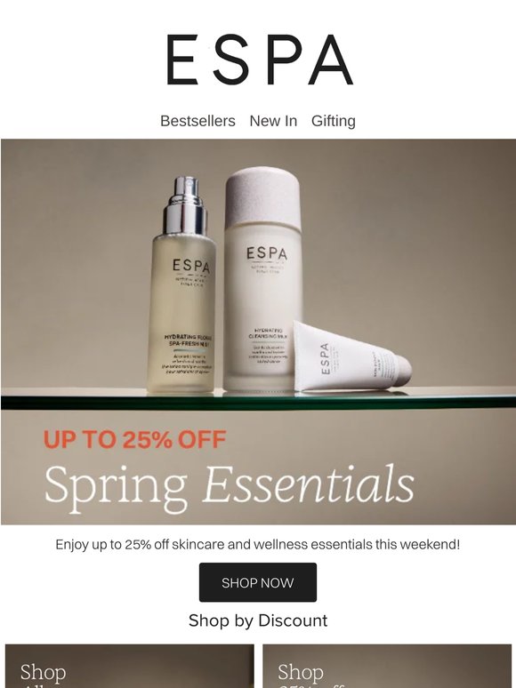 Up to 25% off Spring Essentials