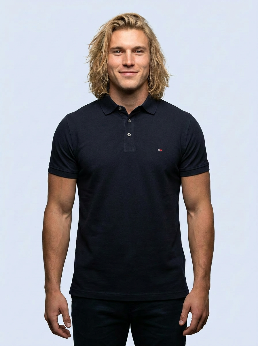 Tommy Hilfiger 1985 slim fit polo, donkerblauw, Desert Sky