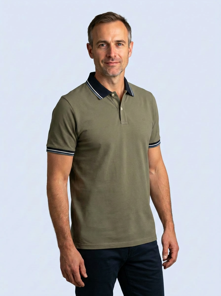 OLYMP Polo Casual, modern fit polo, olijfgroen