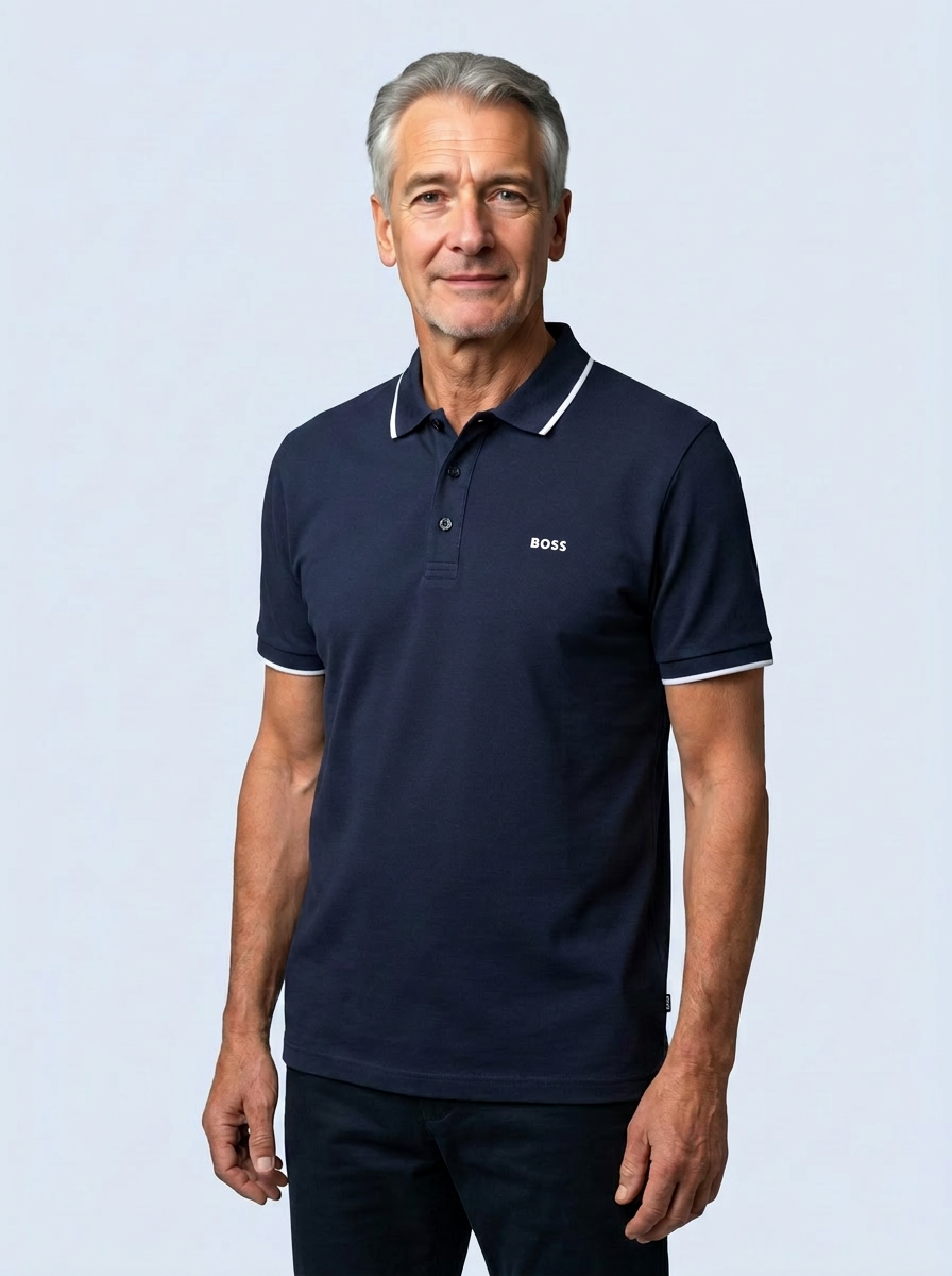 BOSS Parlay regular fit polo, pique, donkerblauw