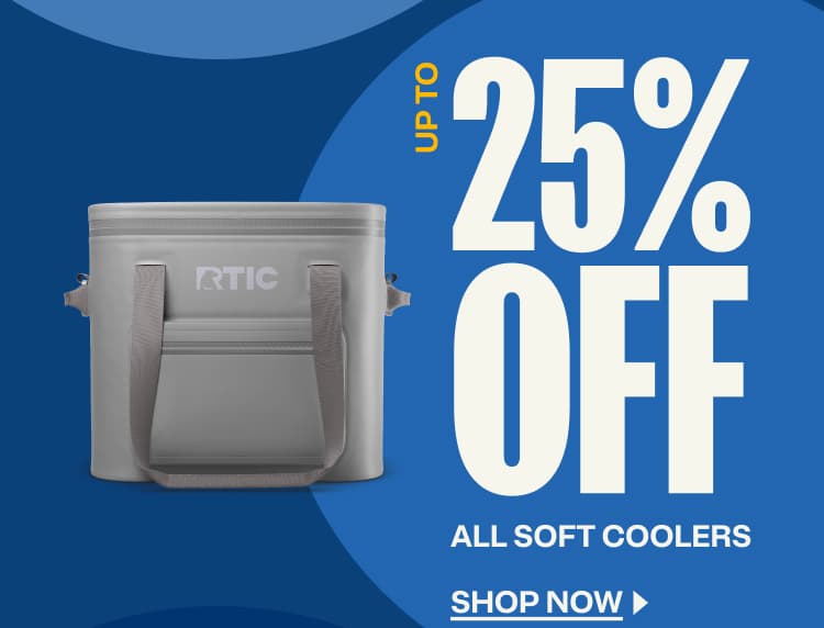 up to 25% off all soft coolers