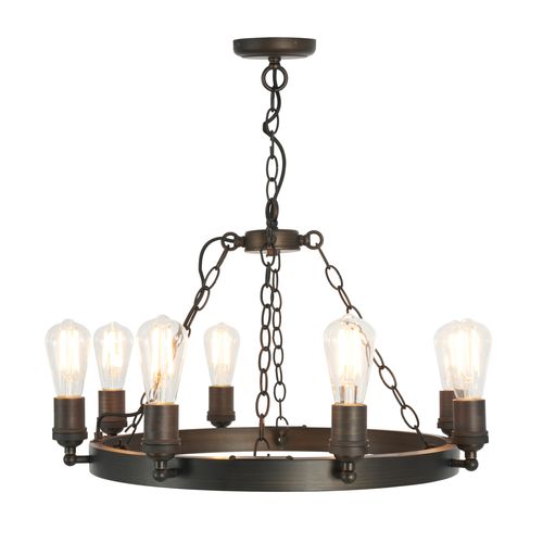 Visconte Capri Small 8 Light 63cm Ring Ceiling Pendant - Bronze
