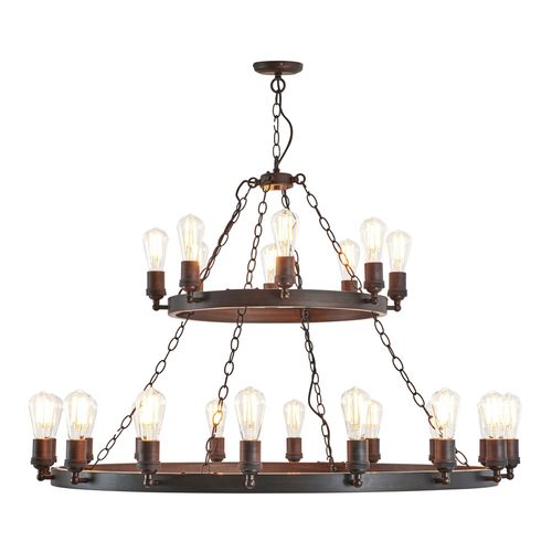 Visconte Capri 24 Light 2 Tier Rings Ceiling Pendant - Bronze