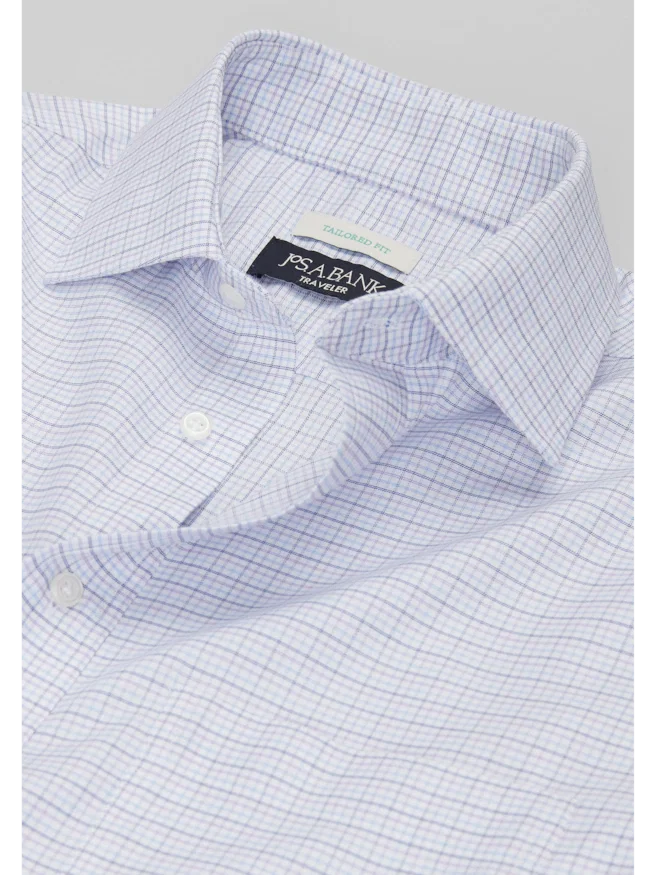 Traveler® Collection Tailored Fit Small Check Dress Shirt