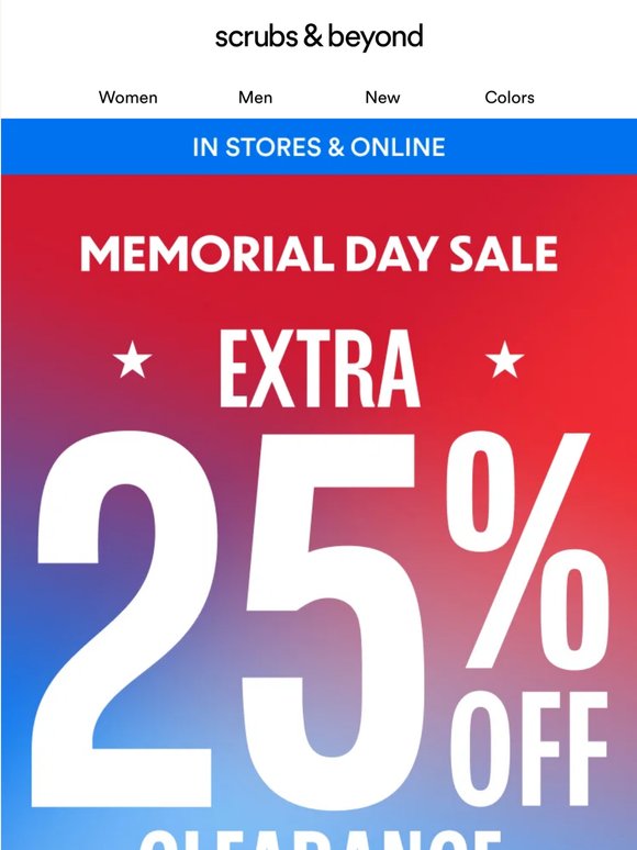 Extra 25% Off Clearance Starts NOW❗