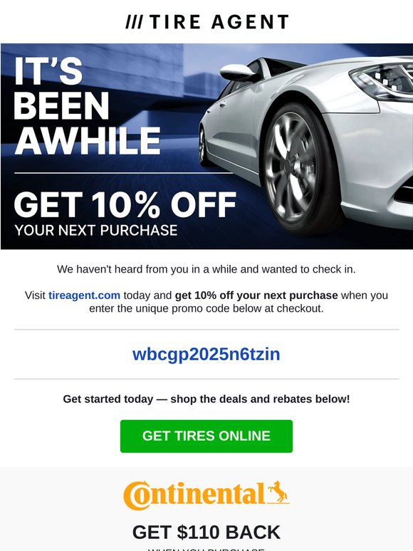 Get Back on Track With 10% off Tires!