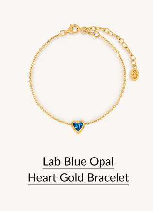 Lab Blue Opal Heart Gold Bracelet