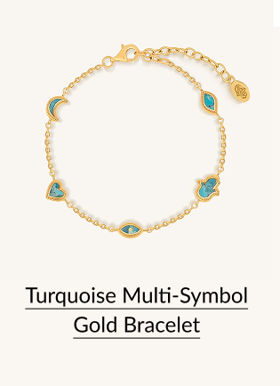 Turquoise Multi-Symbol Gold Bracelet