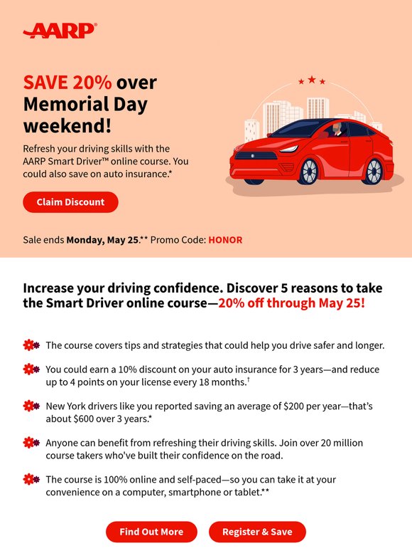 —, claim your AARP Smart Driver discount by Monday!