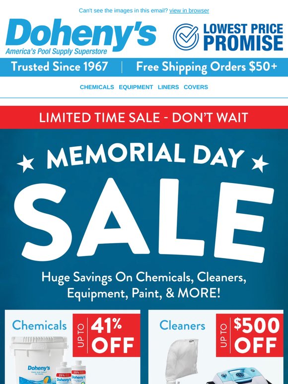 🏊 HUGE Memorial Day Savings! Up to 50% OFF