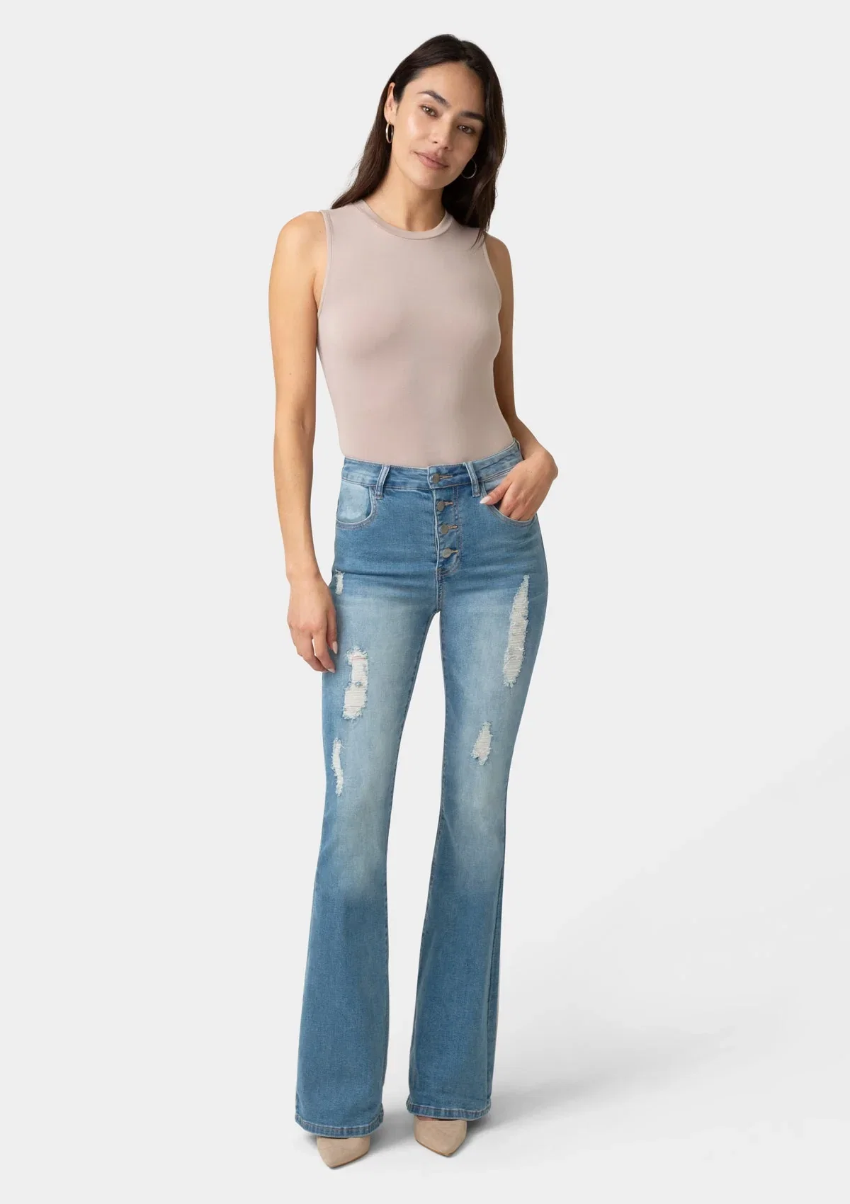 Image of Tall Cindy Distressed Flare Jeans
