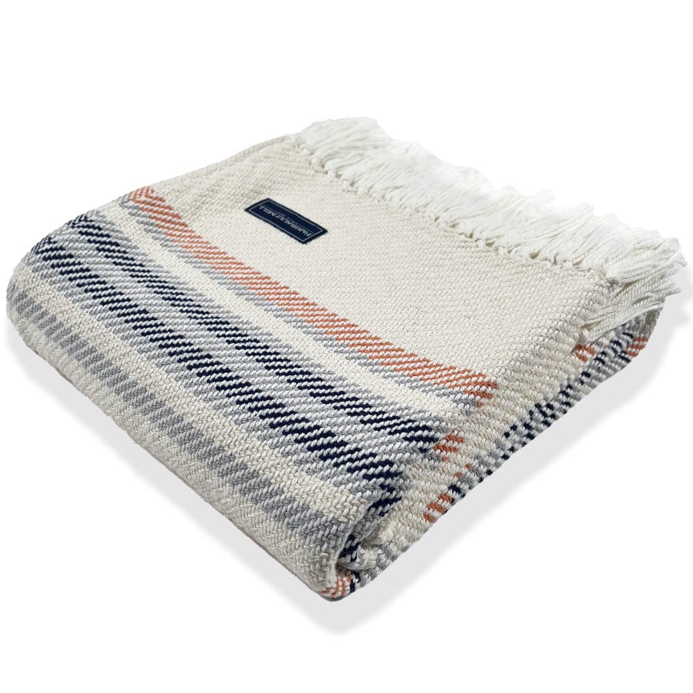 Image of Adirondack Cotton Throw - Natural/Navy