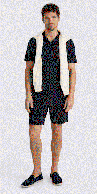 Navy Terry Towelling Cotton Shorts