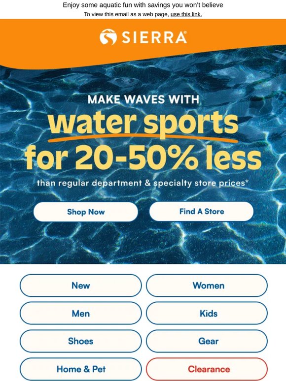20-50% less*: Water sports essentials 🌊