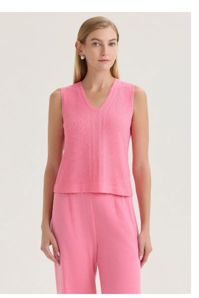 V-Neck Tonal Pointelle Knit Tank