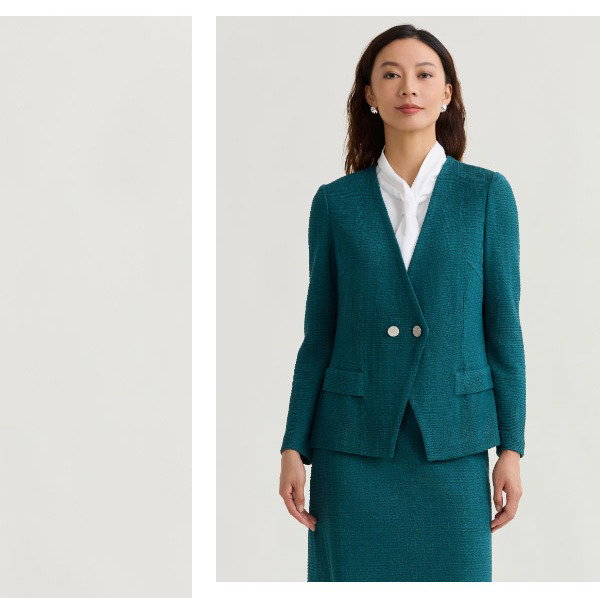 Tailored Two-Button Crossover Knit Jacket