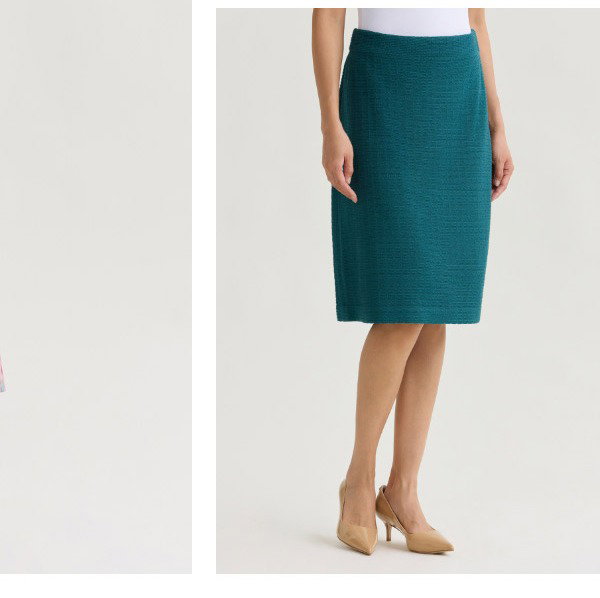 Tonal Grid Straight Knit Skirt