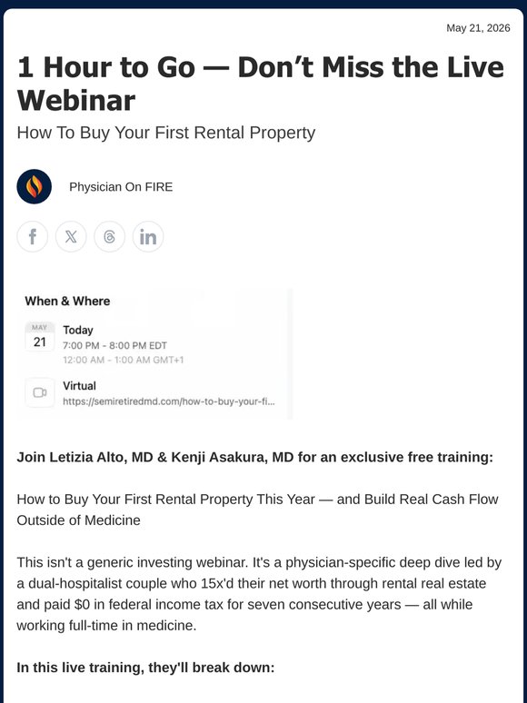 1 Hour to Go — Don’t Miss the Live Webinar