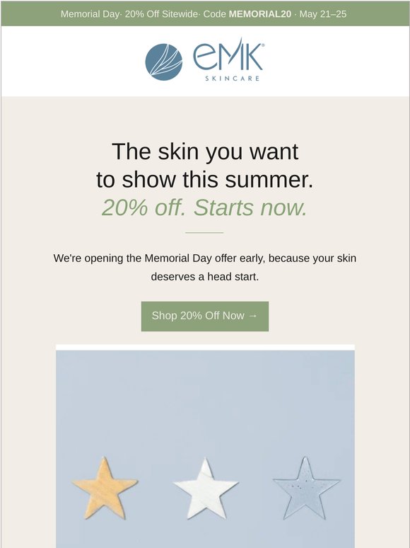 Memorial Day early access — 20% off starts today.
