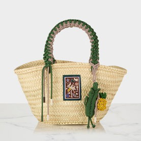 ALEMAIS Macrame Midi Basket Tote Bag