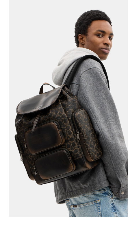 Finn Backpack In Loved Signature Canvas Gunmetal/Brown