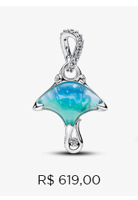 Charm Prata Pendente Arraia Azul Brilhante