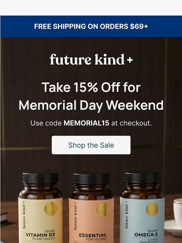 15% off Starts now