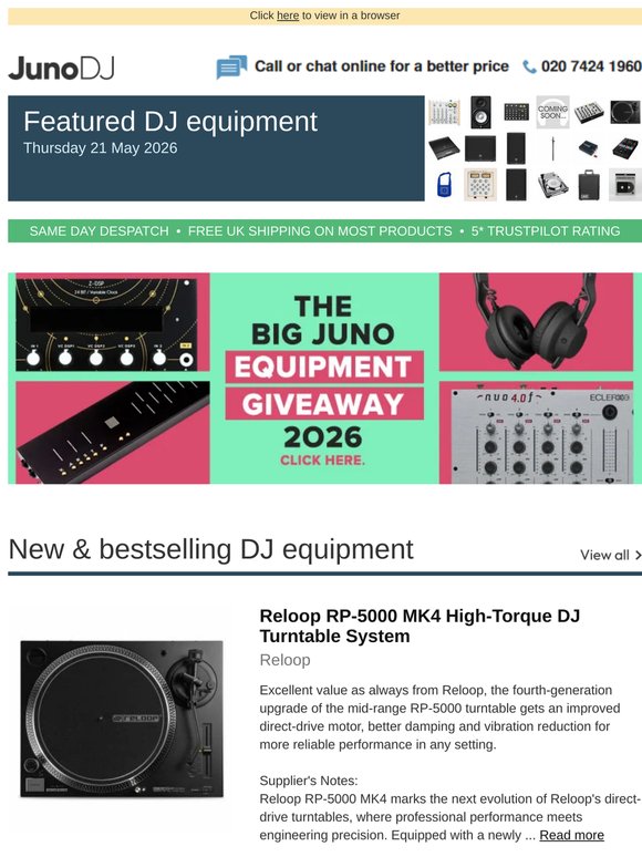The Big Juno Equipment Giveaway 2026 + Pioneer DJ DJM-S11 back in stock & more DJ equipment news...