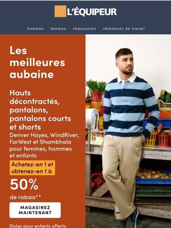 Achat mixte : 50 % de rabais** sur les articles Denver Hayes, Windriver, Farwest et Shambhala sélectionnés pour le printemps 🌻