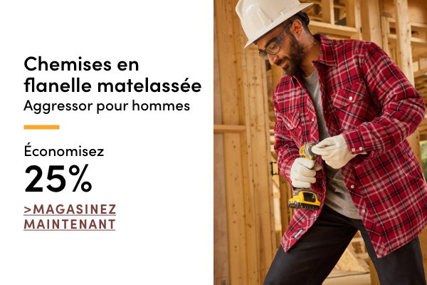  Chemises en flanelle matelassée Aggressor pour hommes économisez 25%
