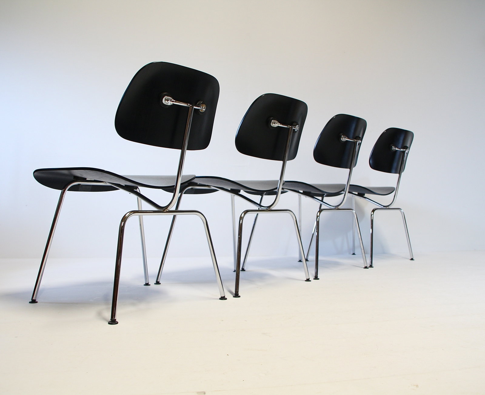 4 Dcm Dining Chairs In Black Ash & Chrome By Charles Eames   Vitra