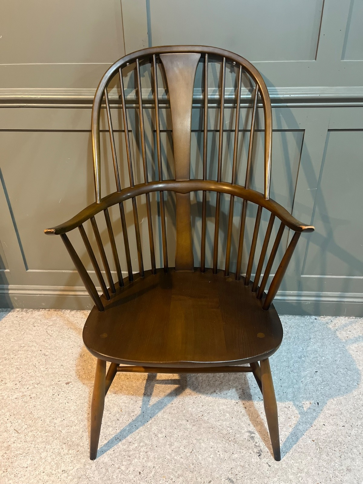Vintage Ercol Chairmaker’s Chair Dark Wood Tone